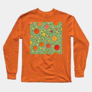 Flower Suns Warm on Soft Green Long Sleeve T-Shirt